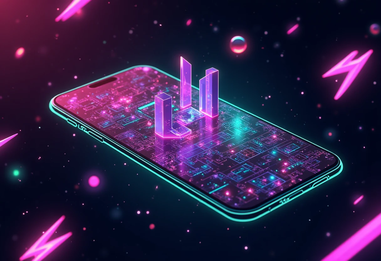 Abstract app grid in neon colors