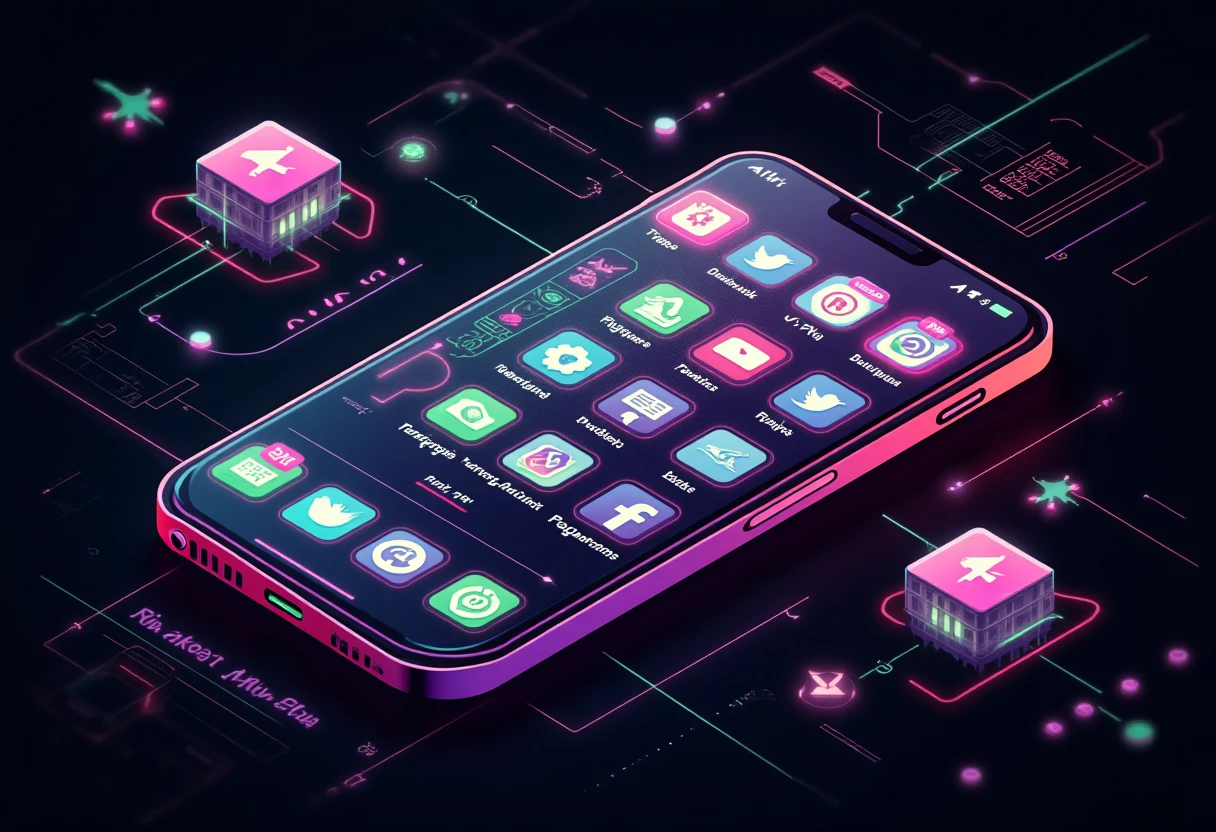Icônes d'applications sociales futuristes