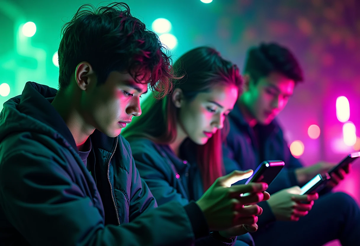 Jeunes adultes utilisant des applications de réseaux sociaux