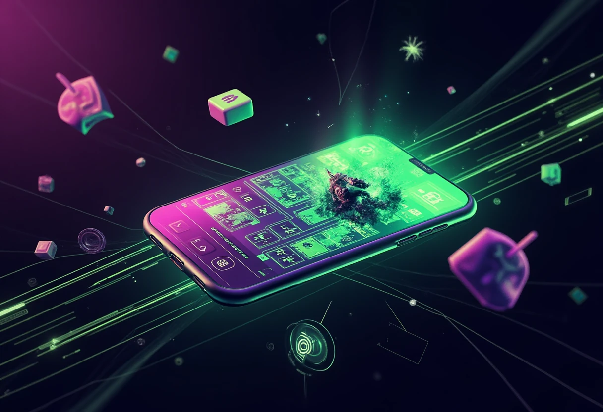 Interface d'application sociale futuriste
