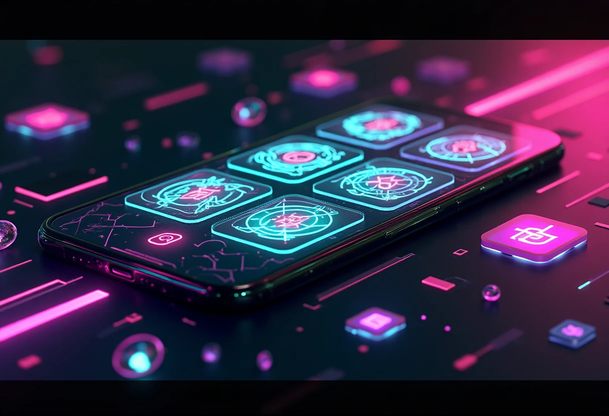 Neon abstract app icons