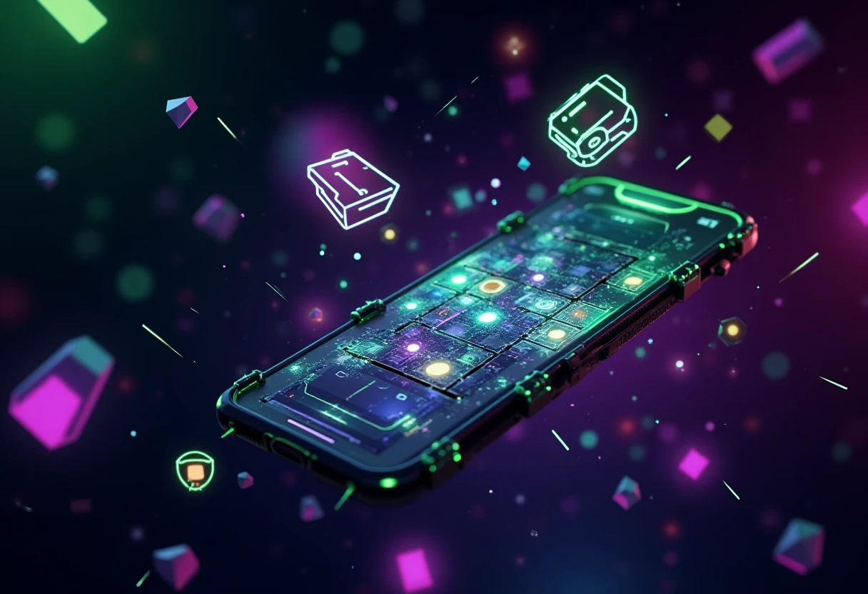 Social media app icons in neon colors